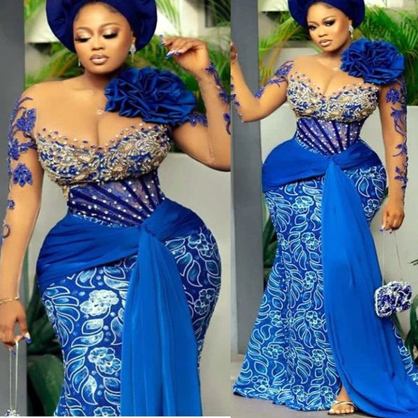 

2022 plus size arabic aso ebi luxurious mermaid lace prom dresses beaded crystals evening formal party second reception birthday engagement, Black