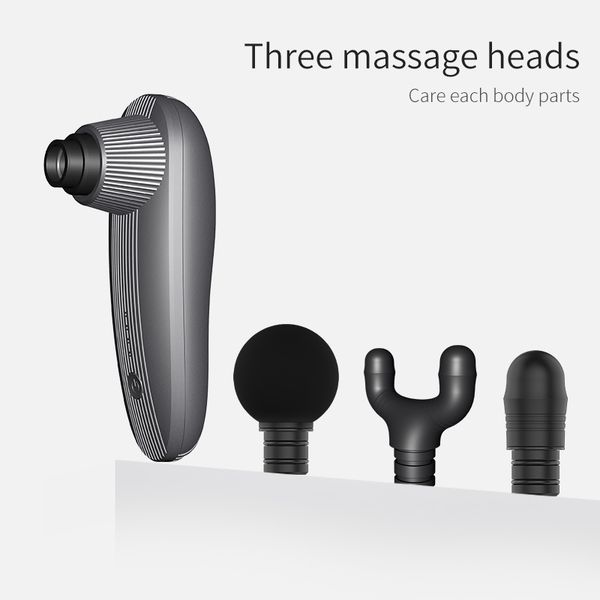 

usb rechargeable multi-functional beauty equipment massage gun three heads muscle fitness massaging mini fascia-gun personal home use, Black;white