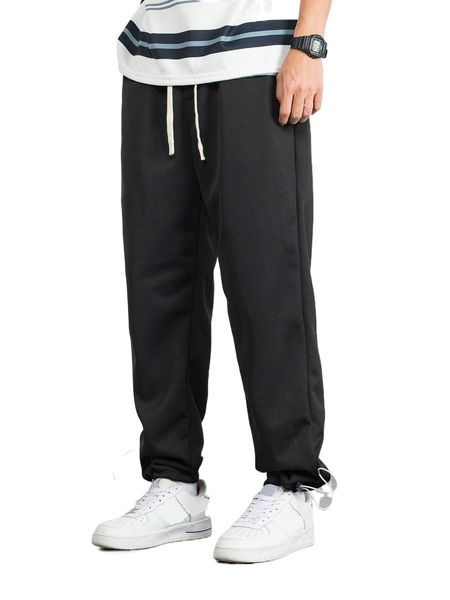 

men drawstring waist sweatpants 58ac#, Black