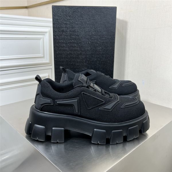 

casual sneakers boots classic inverted triangle low thick soled breathable mens shoes size 39-44, Black