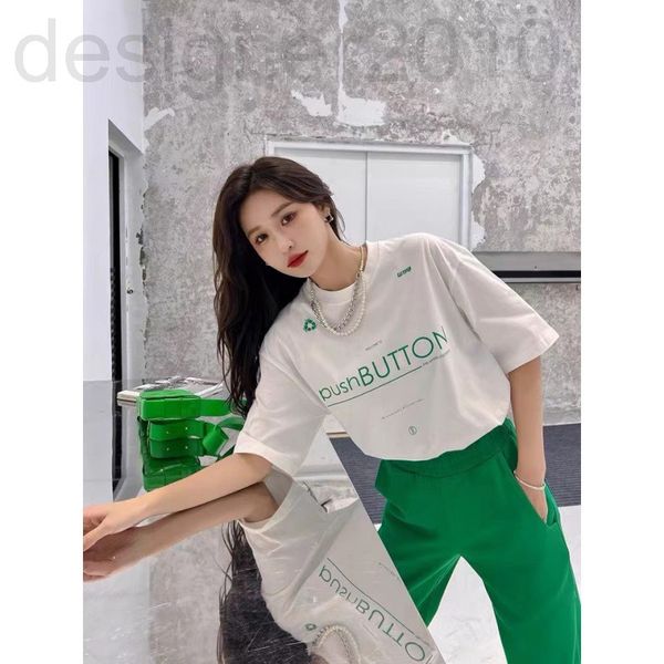 

women's t-shirt designer chaopai 22 early spring new loose and versatile letter printed round neck short sleeve t-shirt women's ah, White