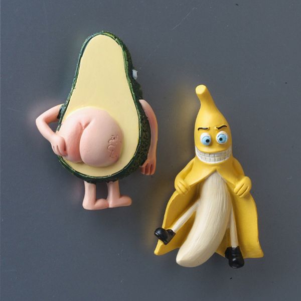 Prodotto Simpatico cartone animato 3D Adesivi per frigorifero Giocattoli per bambini Decorazione domestica creativa Frutta Magnete Banana Avocado Messaggio 220718