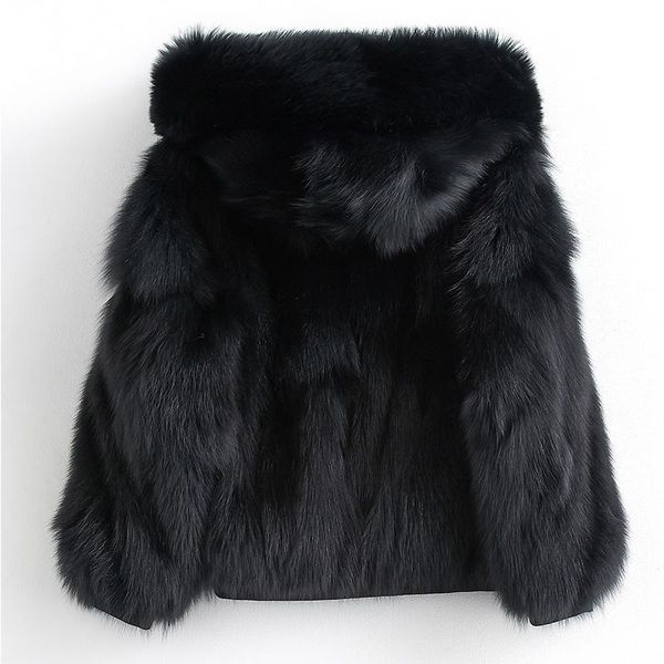 

fur & women's faux real coat female jacket winter women clothes 2021 natural luxury jackets korean warm overcoat my3842, Black