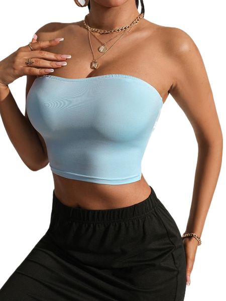 

sxy solid crop tube c7uf#, White