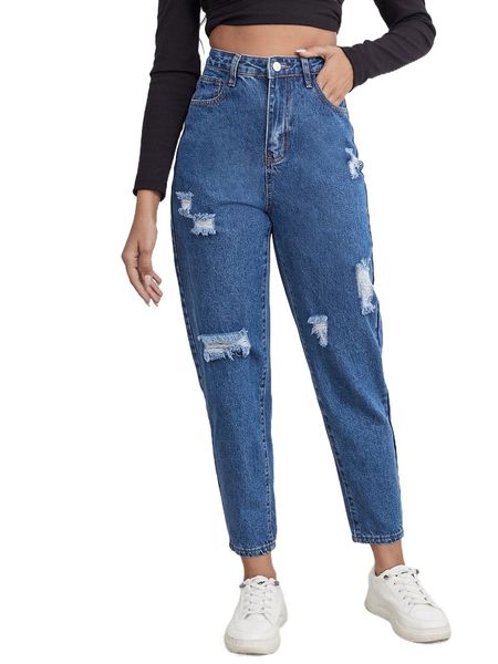 

ripped mom fit jeans g5in#, Blue