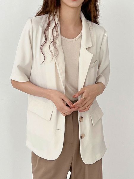 

dazy lapel collar single breasted blazer f4dw#, White