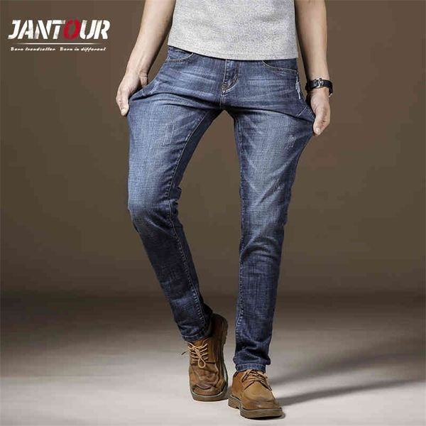 

2021 new spring summer men s cotton jeans men stretch casual skinny denim jean soft vintage blue streetwear brand pant trousers 210330