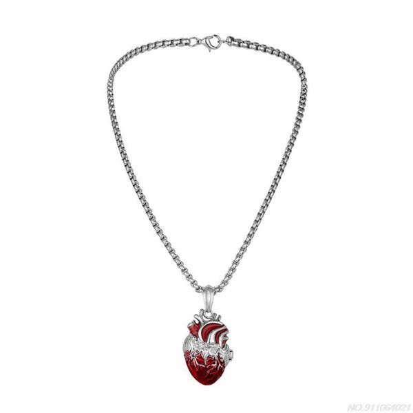 Collane con ciondolo Collana di organi a cuore umano Collana a catena a maglie luminose antiche Scatola per feste Donna Uomo Clavicola Gioielli DropPendant