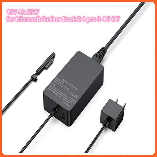 

15v 4a 65w for surface book pro 3 pro 4 5 6 7 tablet eu / us / uk / au power supply adapter fast charger mobile phone usb 5v 1a
