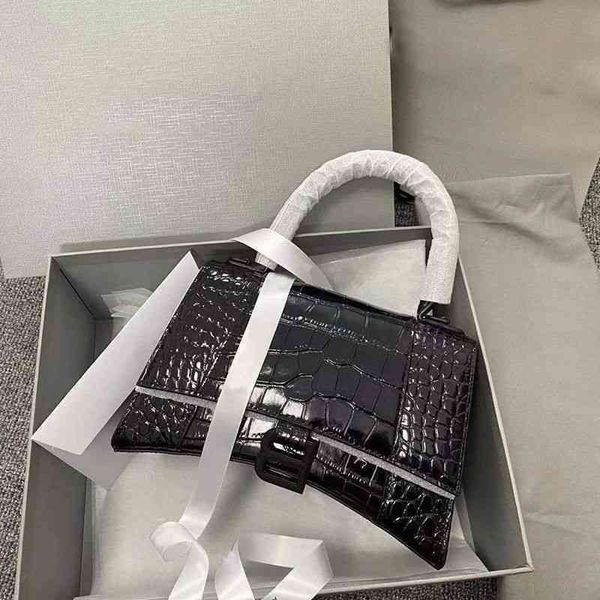 

italy balencaigass bag designer 2022 designers fashion handbags b family high version women's bag crocodiless hourglass leather one sho