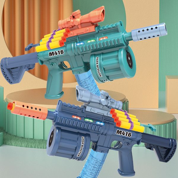 

wholesale children's toy outdoor play equipment boy m416 automatic bubble gun soft bullet water absorption acousto-optic electric plast