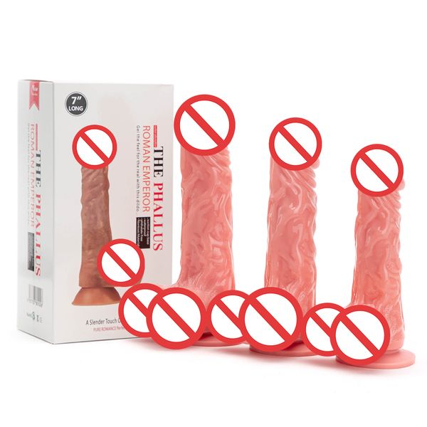 Multi Size Flesh Dildo Realista com Copa de Sucção Penis Artificial para mulheres Toys Sexy Produto adulto
