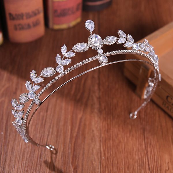 

bridal crowns hair bands korean bride crystal tiara princess pearl crown wedding tiaras headpieces birthday party tiaras headdress jewelry a, Slivery;golden