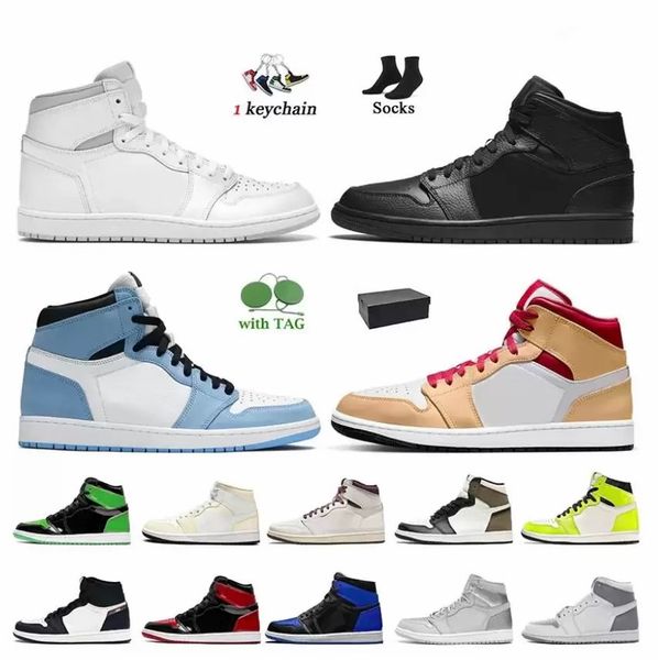 

high cut jumpman 1 basketball shoes 1s a ma maniere visionaire sports illustrated dark mocha women mens trainers sport shoe university blue, Black