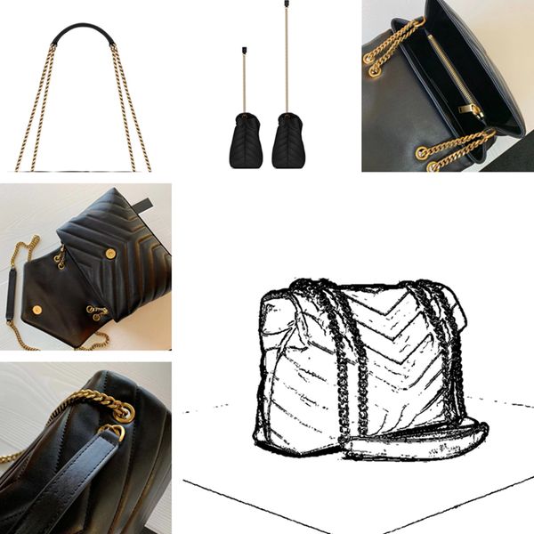 

tier quality designer calfskin y quilted bags womens l0ul0u m0n0gram purses corssbody shoulder chain bag ladies leather flap clutch tote zip