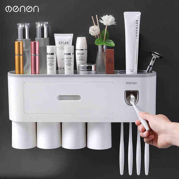 

creative large toothbrush shelf no punching mouthwash cup light xury wall hanging toilet toothware storage set