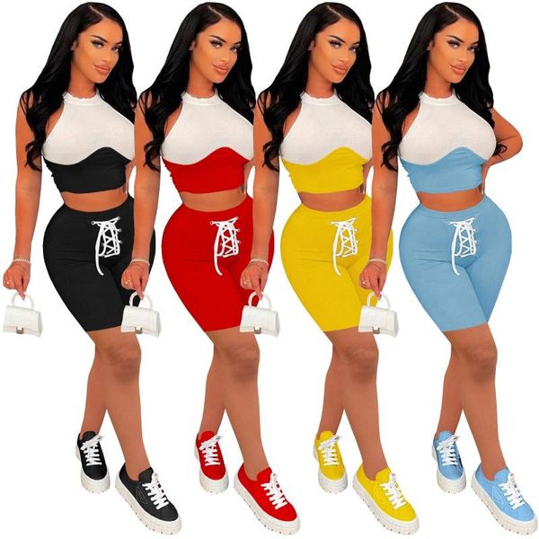 Женские спортивные костюмы Summer Fashion Casual Colorblock 2 Piece Women Shot Set Set Print Два наряда Setwomen