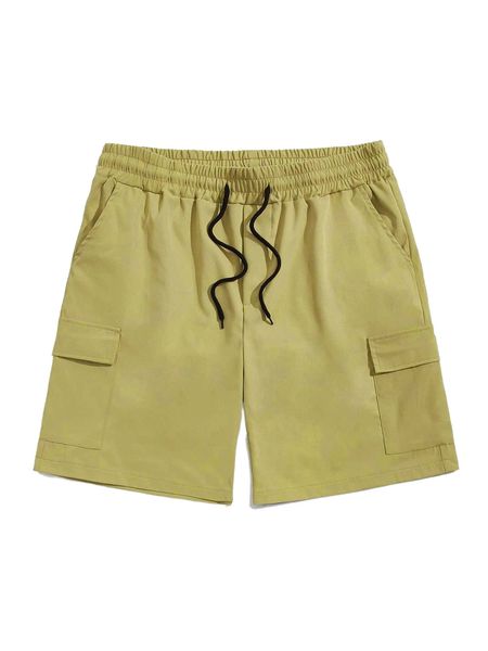

men flap pocket side drawstring shorts 11ln#, White;black