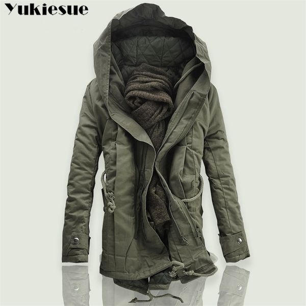 

men padded parka cotton coat winter hooded jacket mens fashion large size coat thick warm parkas black army green 6xl 201116