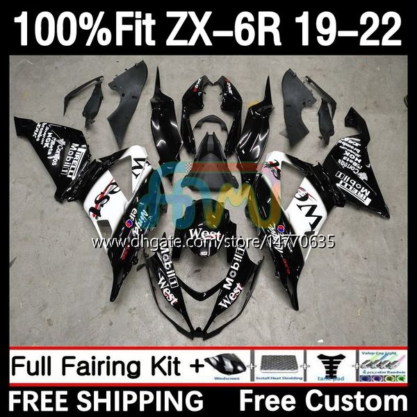 Kit de feiras OEM para Kawasaki Ninja ZX-6R ZX 636 ZX636 ZX6R 19 20 21 22 BODYWORK 6DH.72 ZX 6R ZX-636 2019 2020 2021 2022 Frame 600cc 19-22 Mold Body Body preto