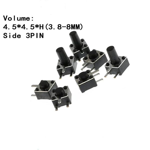 Switch 50pcs/lote 4.5x4.5mm Momentary Push Button 3pin Micro para TV/Home Use 4.5 3.8/4.3/5/6/7/8mmswitch