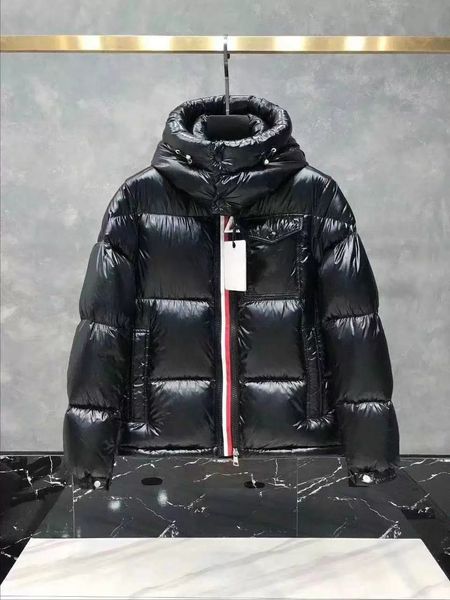 

mens down jacket monocle parka advanced autumn and winter short fashion hooded jackets, Black