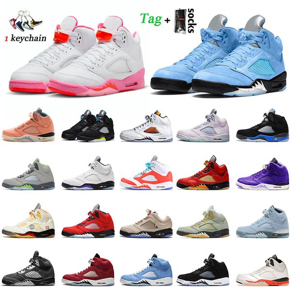 

with socks 2022 women mens jumpman 5 basketball shoes 5s pinksicle unc university blue aqua psgs dj khaled x we the green bean easter conco