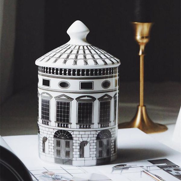 

ceramic candle holder house diy handmade castle candy jar vintage storages bin caft home decoration jewerlly storage boxes238k