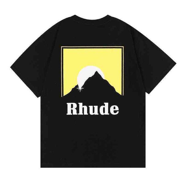 

designer luxury brand rhude t shirt ins american fashion brand rhude classic print men's large short sleeve t shirt summer casual round, White;black