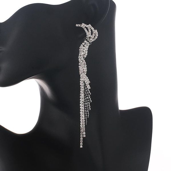 Lampadario pendente YFJEWE Design di lusso lungo uccello strass orecchini pendenti eleganti per le donne moda bijoux gioielli regalo E691