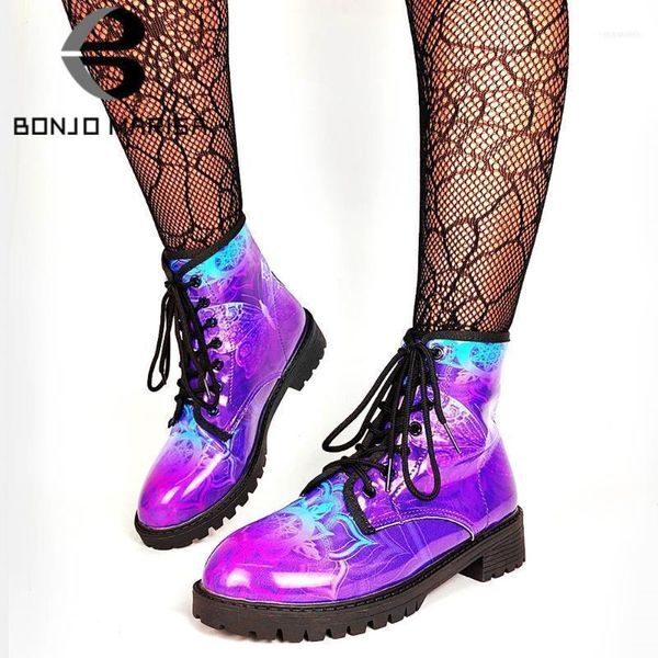 

boots the large size 43 women platform lace up gothic chunky heel shoes fashion design casual motorcycle, Black