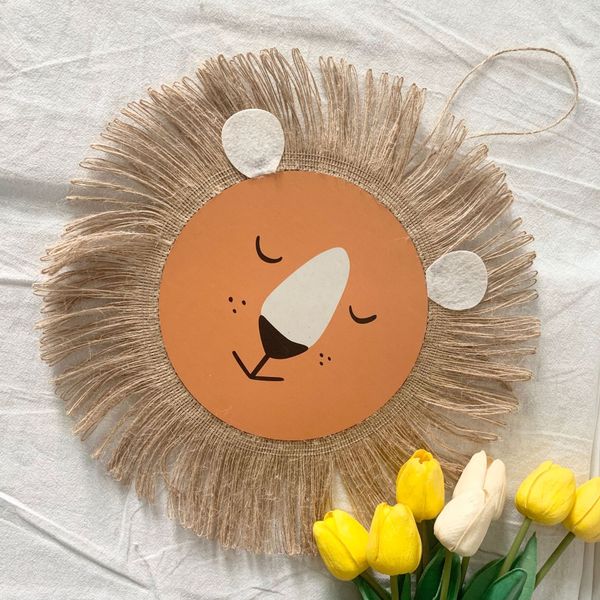 

2 pcs home decor handmade craft mdf lion tiger weave pendant hanging decoration