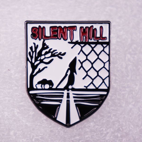 

silent hill brooch retro horror game badge, Blue