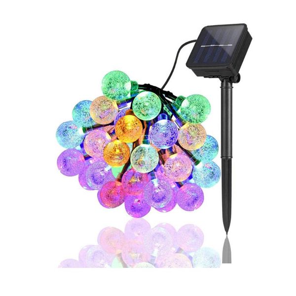 Strings 100Leds Solar Crystal Ball String Lights 7M 50Leds Outdoor Garland Flash Impermeabile Christmas Party Fairy Lamp Decora GiftLED LED