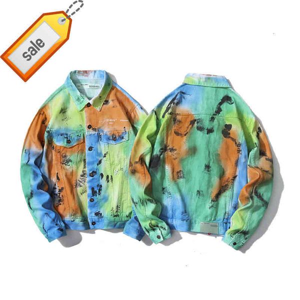 

50%discount off autumn 2022 spring and new destruction and old hand-painted graffiti ink rendering splash cstyleboy jacket men and women fac, Black