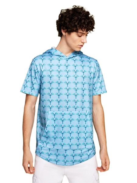 

x take flight men allover print kangaroo pocket hoodie h10k#, Black