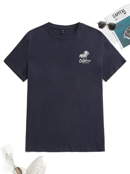 

men slogan & tropical print tee o8f7#, White;black