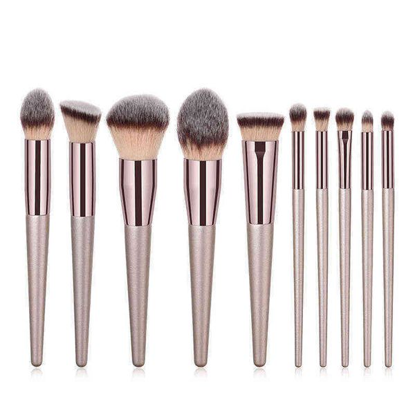 

champagne makeup brushes set for women cosmetic foundation powder blush eyeshadow kabuki blending make up brush beauty tools 0311