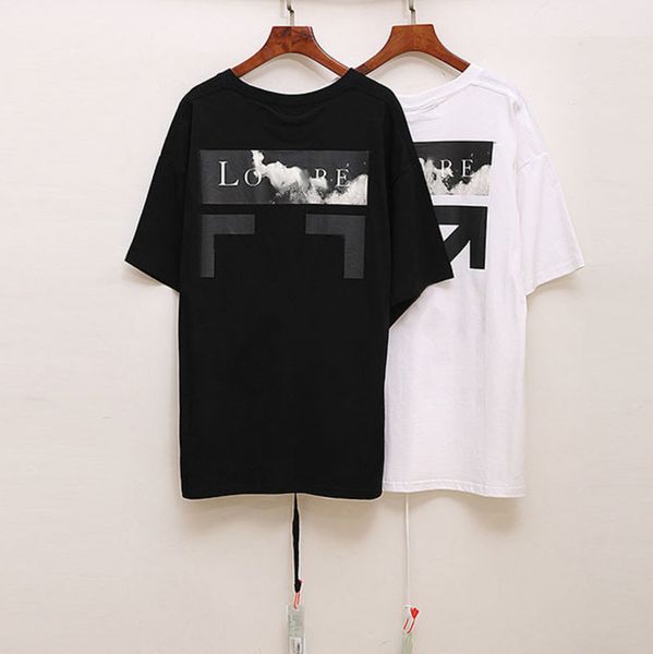 

classic mens brand t shirts offs summer designer women loose tees quality fashion t-shirt letter arrow oil painting black white tshirts lux, White;black