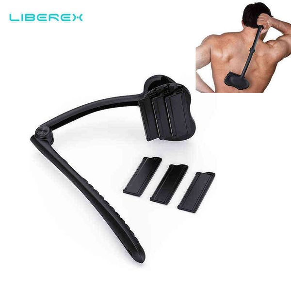 Nxy liberex portable back haver для мужского тела бритва Триммер складной длинную ручку с 3 лезвиями для самостоятельного грунта инструментов для удаления волос 220414