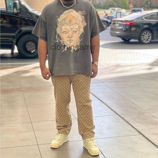 

designer t shirts 2022 gallerydept mens fashion 22ss vintage bronzing print men's loose short sleeve t-shirt, White;black