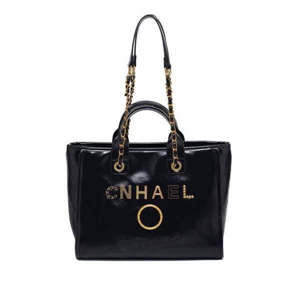 

classic luxury women's handbags beach bags brand ch metal badge tote bag designer small mini evening handbag female capacity large leat, Black;red