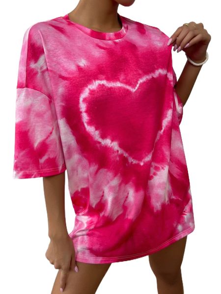 

tie dye drop shoulder oversized tee 27zg#, White