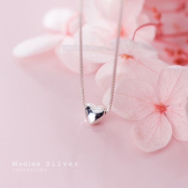 

modian romantic hearts pendant necklace for women genuine 925 sterling silver link chain fashion jewelry 220722