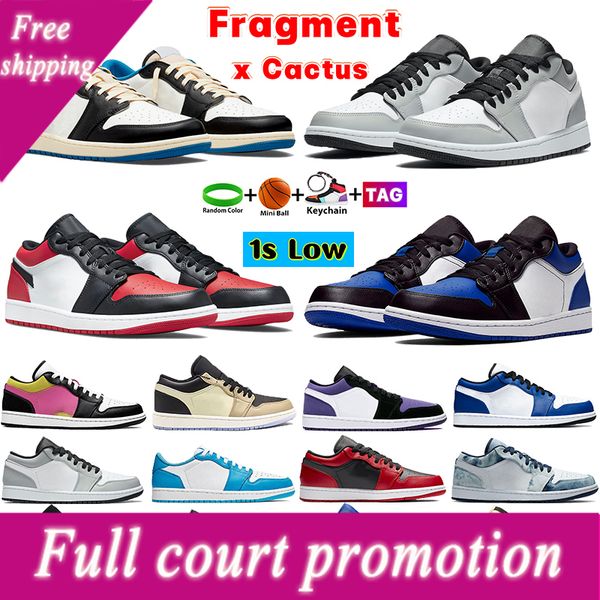 

designer 1 1s low fragment x cactus men basketball shoes banned light smoke grey se unc royal black toe crimson tint shadow court purple