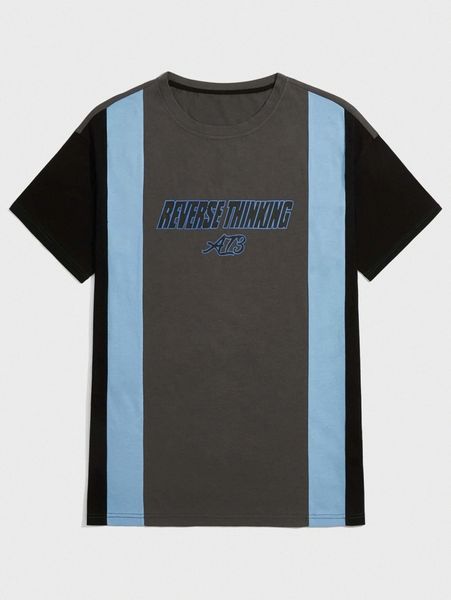 

romwe guys colorblock letter graphic tee 02hi#, White;black