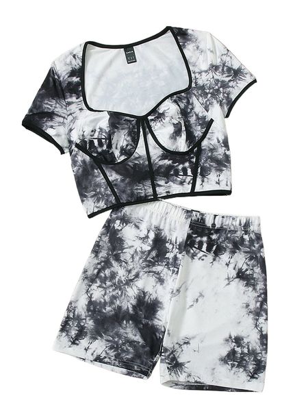 

tie dye biker shorts n5ps#, White;black