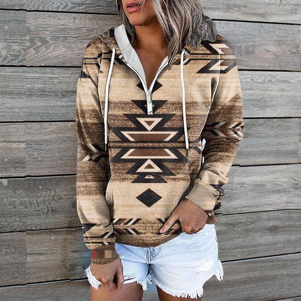 

women's hoodies sweatshirts autumn winter retro western ethnic geometric sweatshirt casual vintage loose street boho pullovers 230206, Black