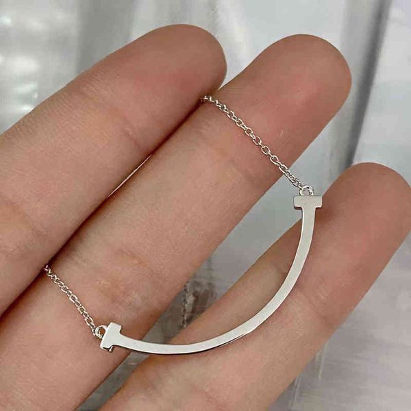 

qmjb s925 sterling silver t family smiling face necklace women's smooth with diamond size clavicle chain versatile gifttop