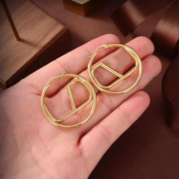 

women luxury jewelry earrings fashion designer big hoop earrings 18k gold ear studs lady wedding party accessories241y, Golden;silver